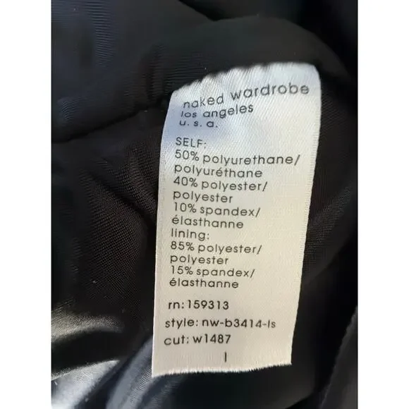 NWT Naked Wardrobe Liquid Faux Suede Square Neck Bodysuit Black Large - Picture 8 of 11